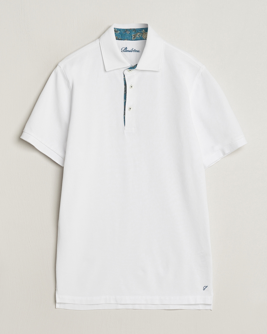 Herre | Polotrøjer | Stenströms | Cotton Pique Contrast Polo Shirt White