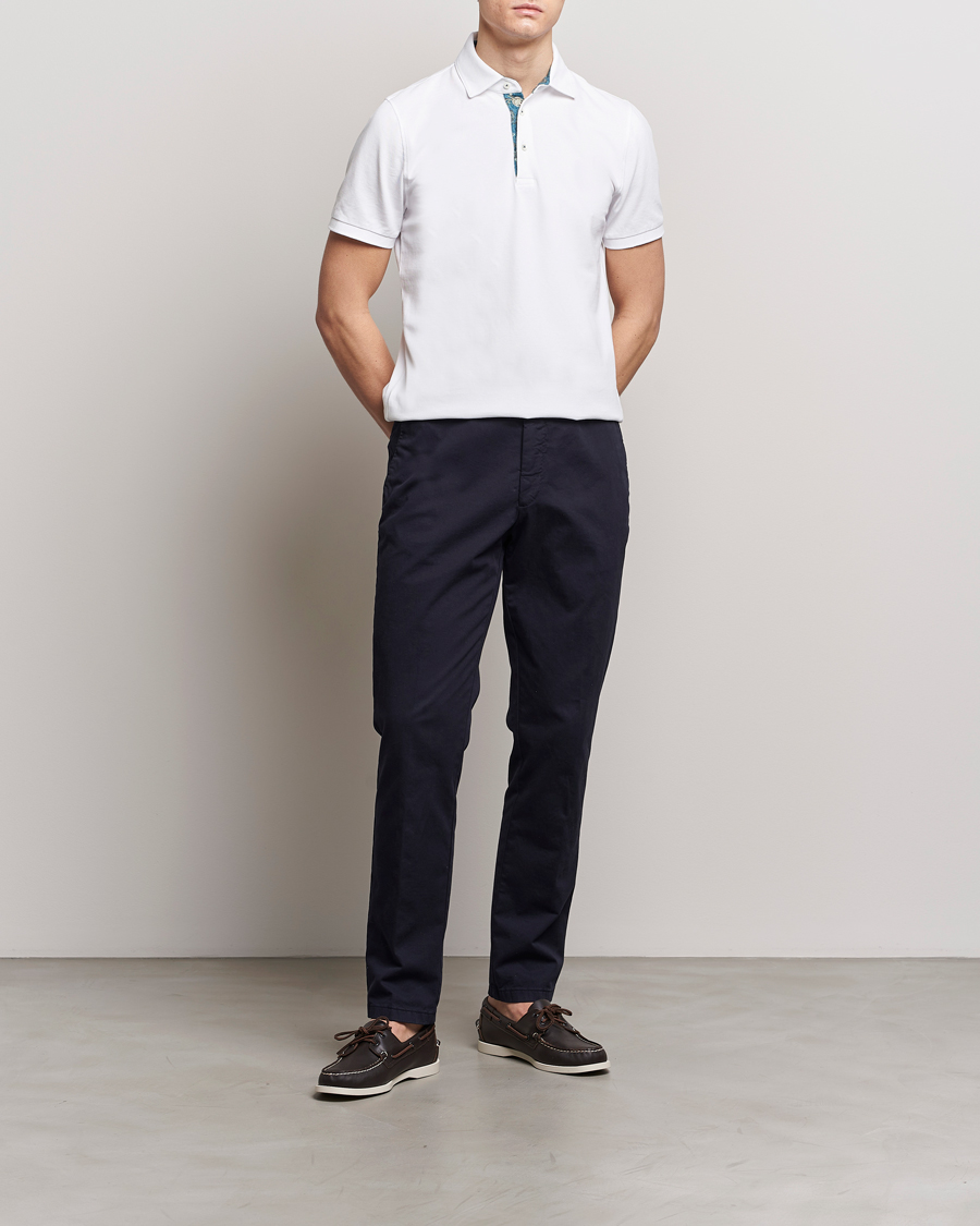 Herre | Polotrøjer | Stenströms | Cotton Pique Contrast Polo Shirt White