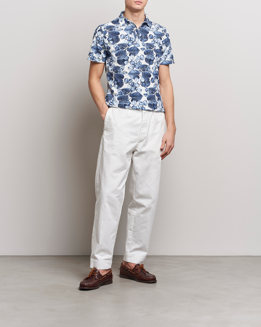 Herre | Polotrøjer | Stenströms | Cotton Pique Printed Polo Shirt Blue