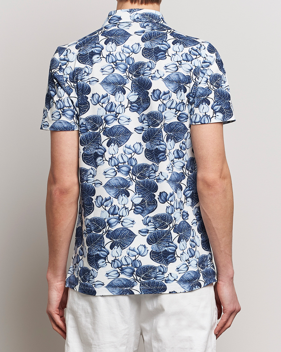 Herre | Polotrøjer | Stenströms | Cotton Pique Printed Polo Shirt Blue