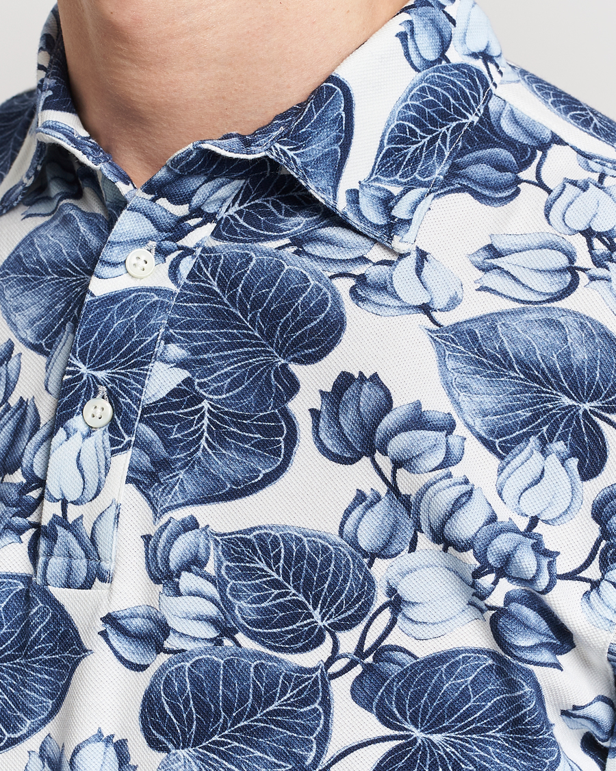 Herre | Polotrøjer | Stenströms | Cotton Pique Printed Polo Shirt Blue