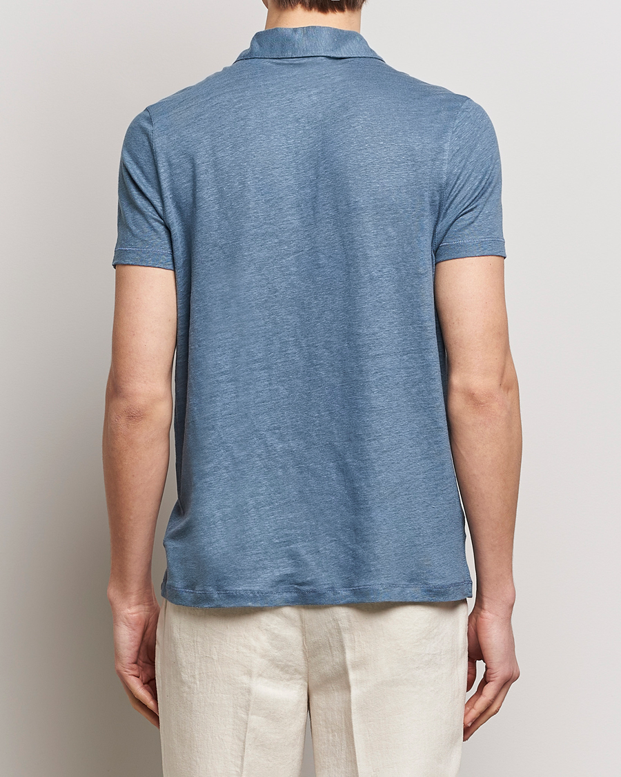 Herre | Polotrøjer | Stenströms | Linen Polo Shirt Steel Blue