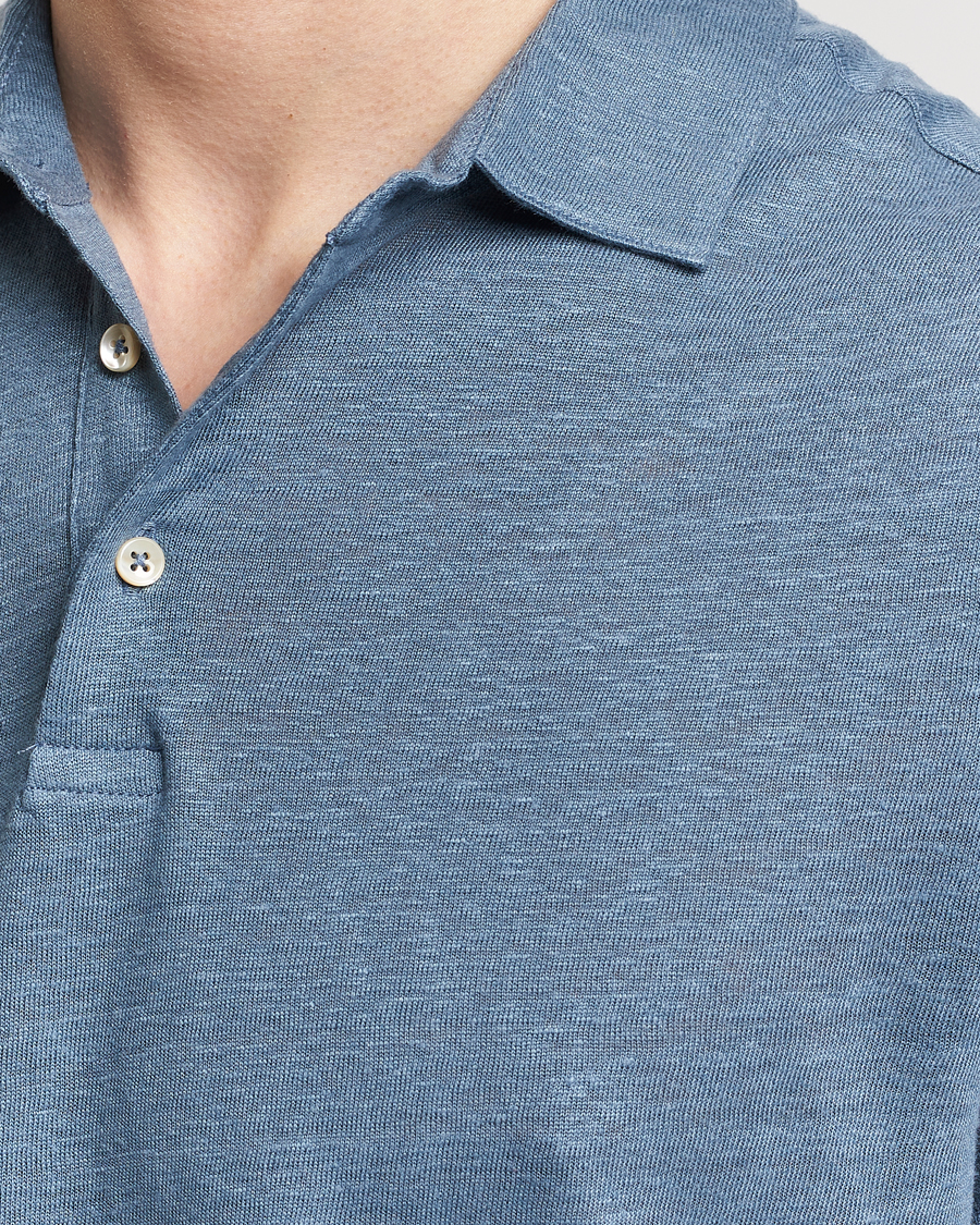 Herre | Polotrøjer | Stenströms | Linen Polo Shirt Steel Blue