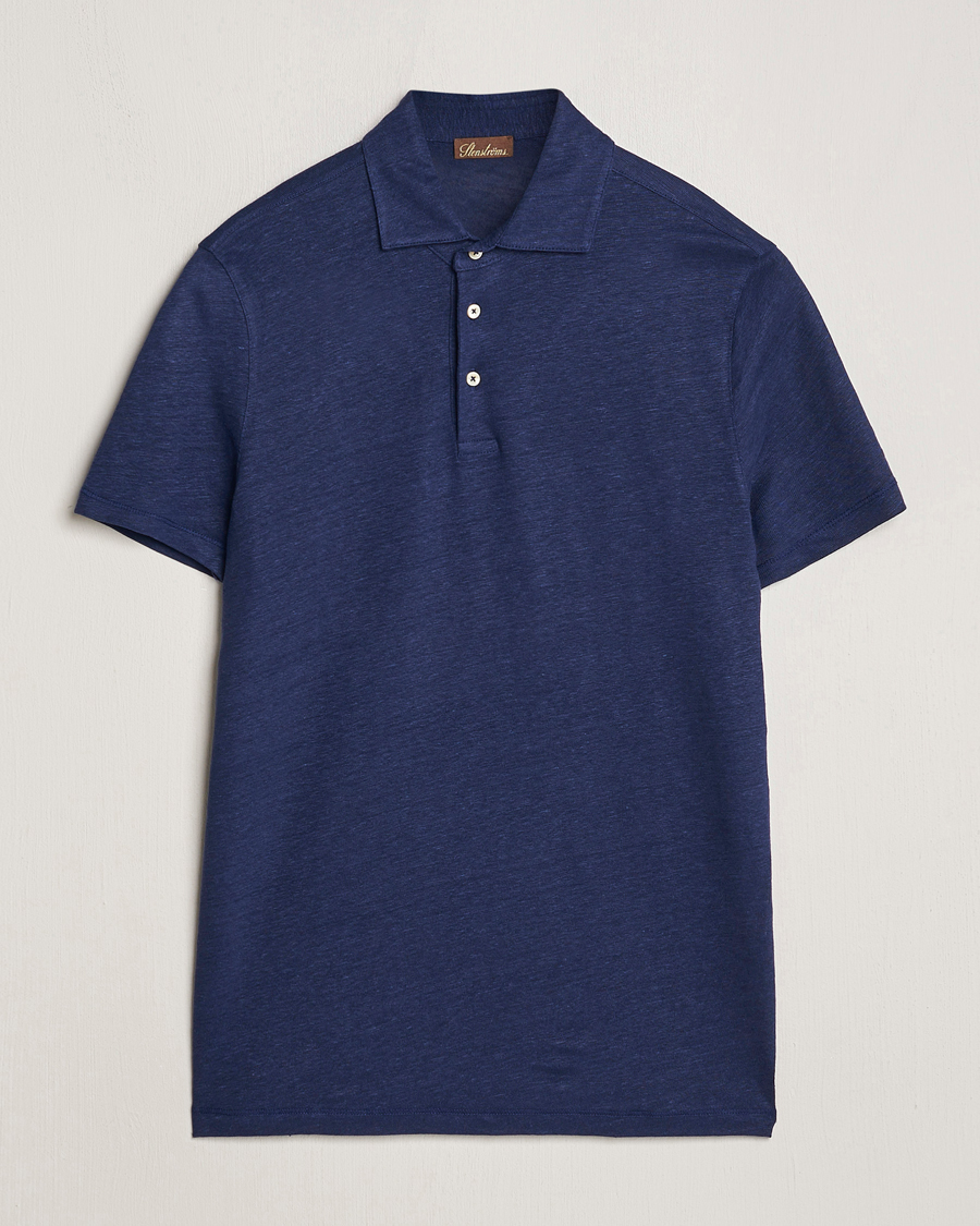 Herre | Polotrøjer | Stenströms | Linen Polo Shirt Navy