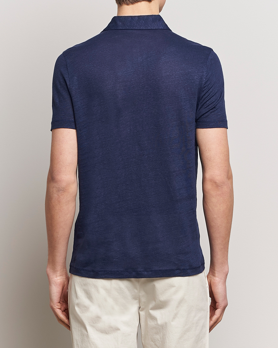 Herre | Polotrøjer | Stenströms | Linen Polo Shirt Navy