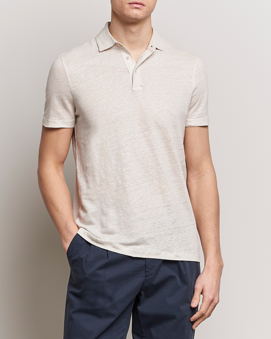 Herre | Polotrøjer | Stenströms | Linen Polo Shirt Beige