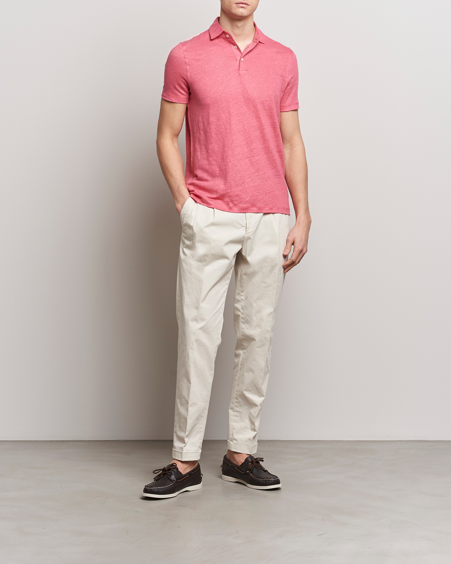 Herre | Polotrøjer | Stenströms | Linen Polo Shirt Rasperry