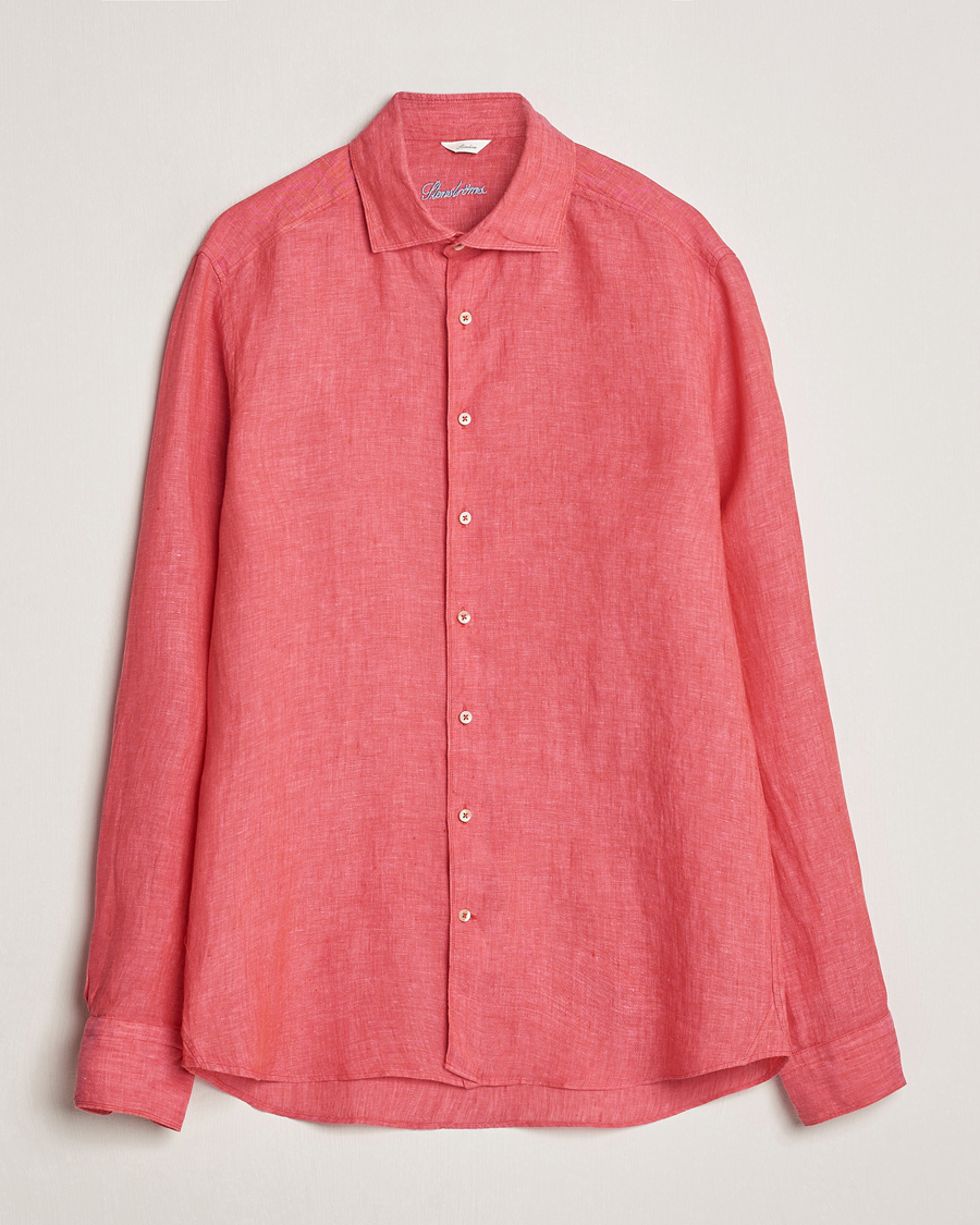Herre | Skjorter | Stenströms | Slimline Cut Away Linen Shirt Rasperry