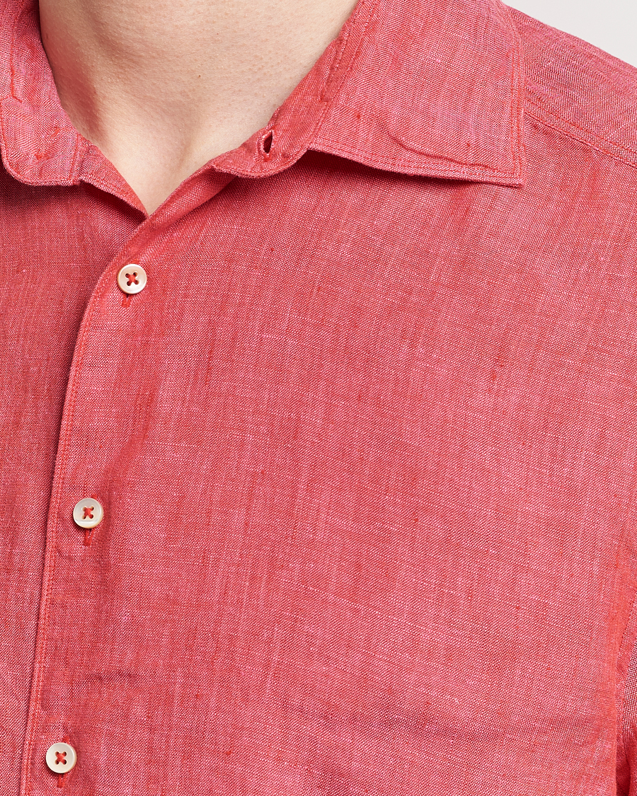 Herre | Skjorter | Stenströms | Slimline Cut Away Linen Shirt Rasperry