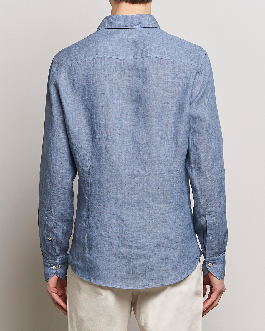 Herre | Skjorter | Stenströms | Slimline Cut Away Linen Shirt Steel Blue
