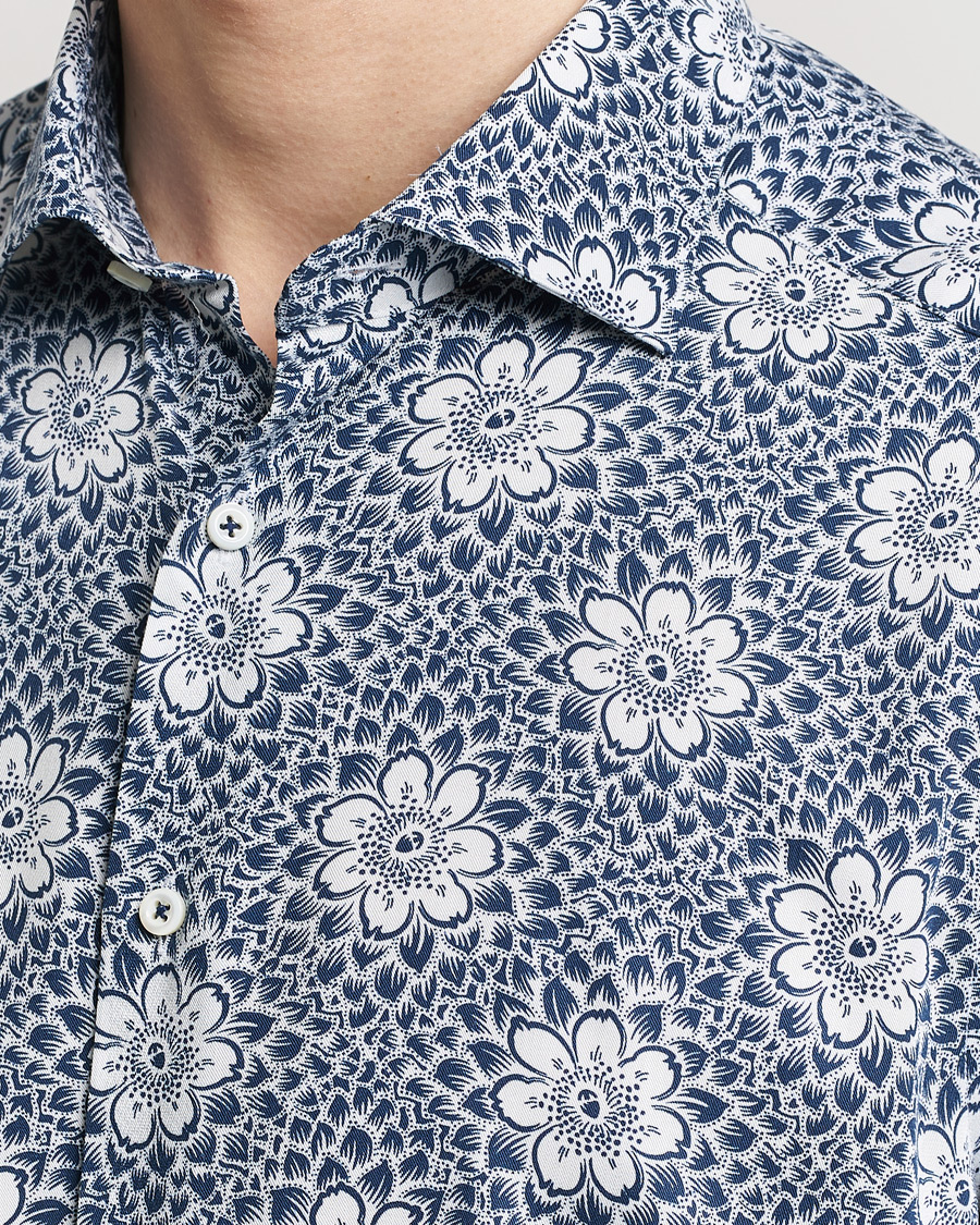 Herre | Skjorter | Stenströms | Slimline Cut Away Printed Viscose Shirt Blue