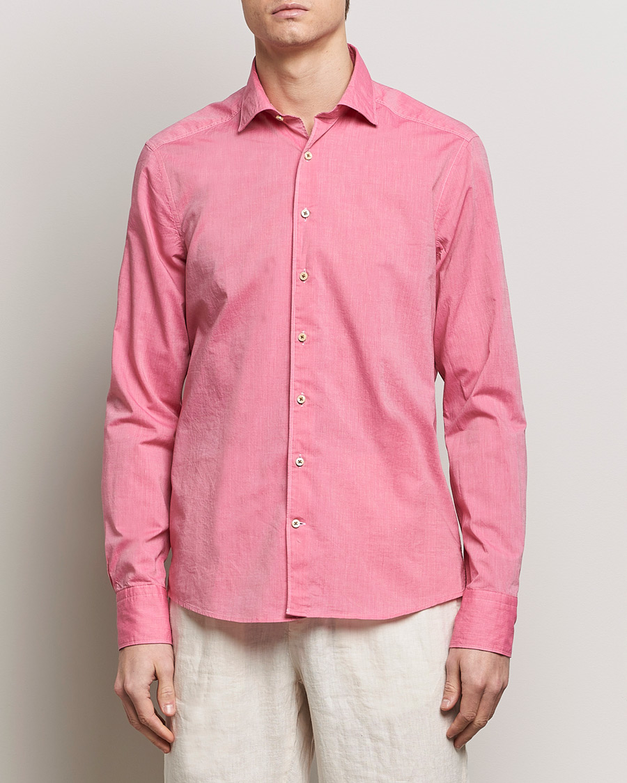 Herre | Casual | Stenströms | Slimline Washed Summer Poplin Shirt Rasperry