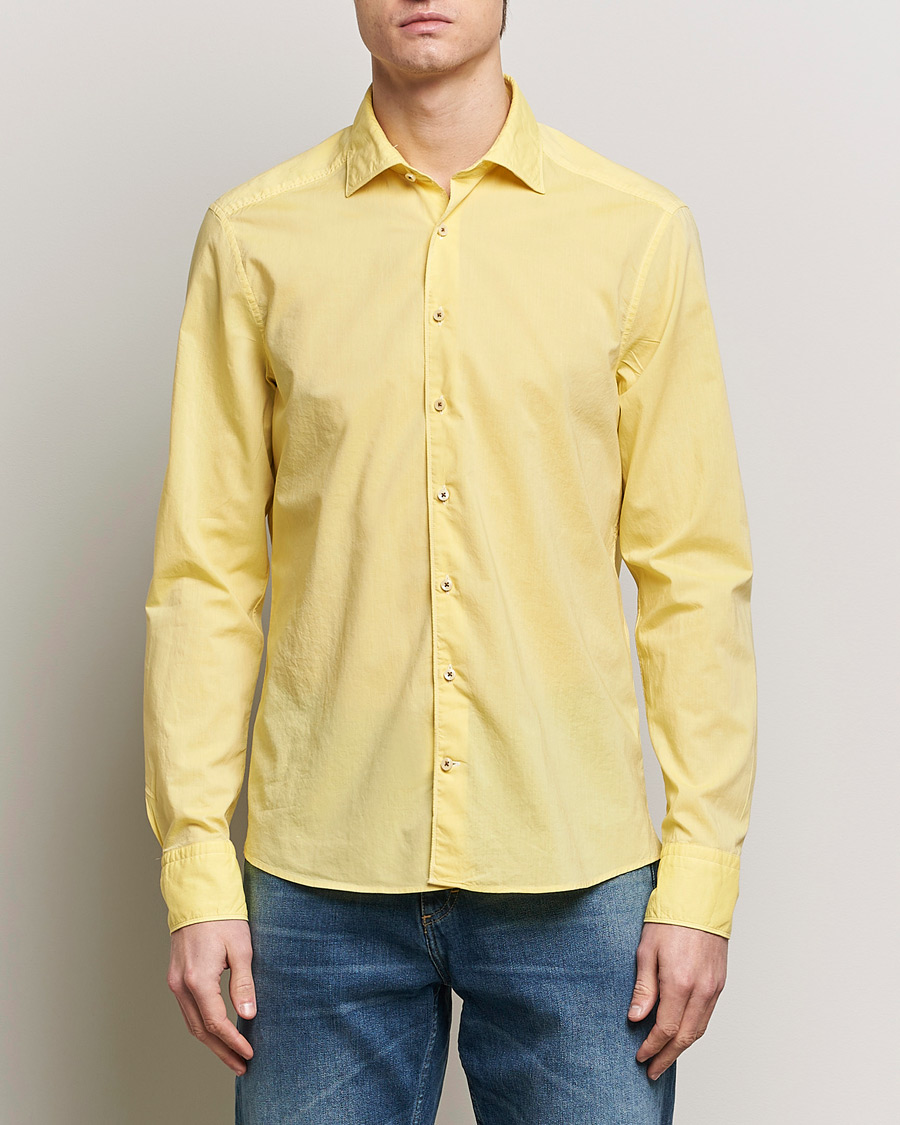 Herre | Casual | Stenströms | Slimline Washed Summer Poplin Shirt Yellow