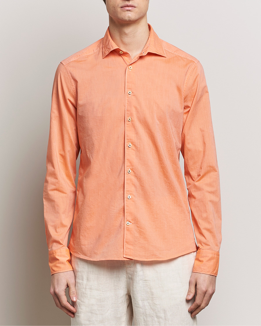 Herre | Casual | Stenströms | Slimline Washed Summer Poplin Shirt Orange
