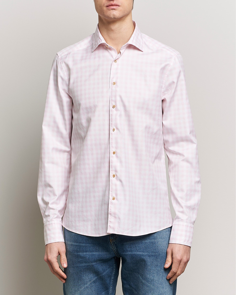 Herre | Afdelinger | Stenströms | Slimline Checked Washed Cotton Shirt Pink
