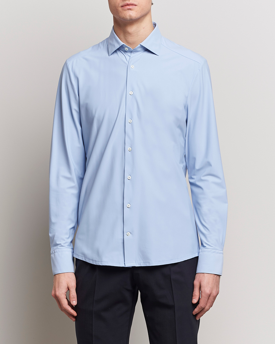 Herr |  | Stenströms | Slimline Cut Away 4-Way Stretch Shirt Light Blue