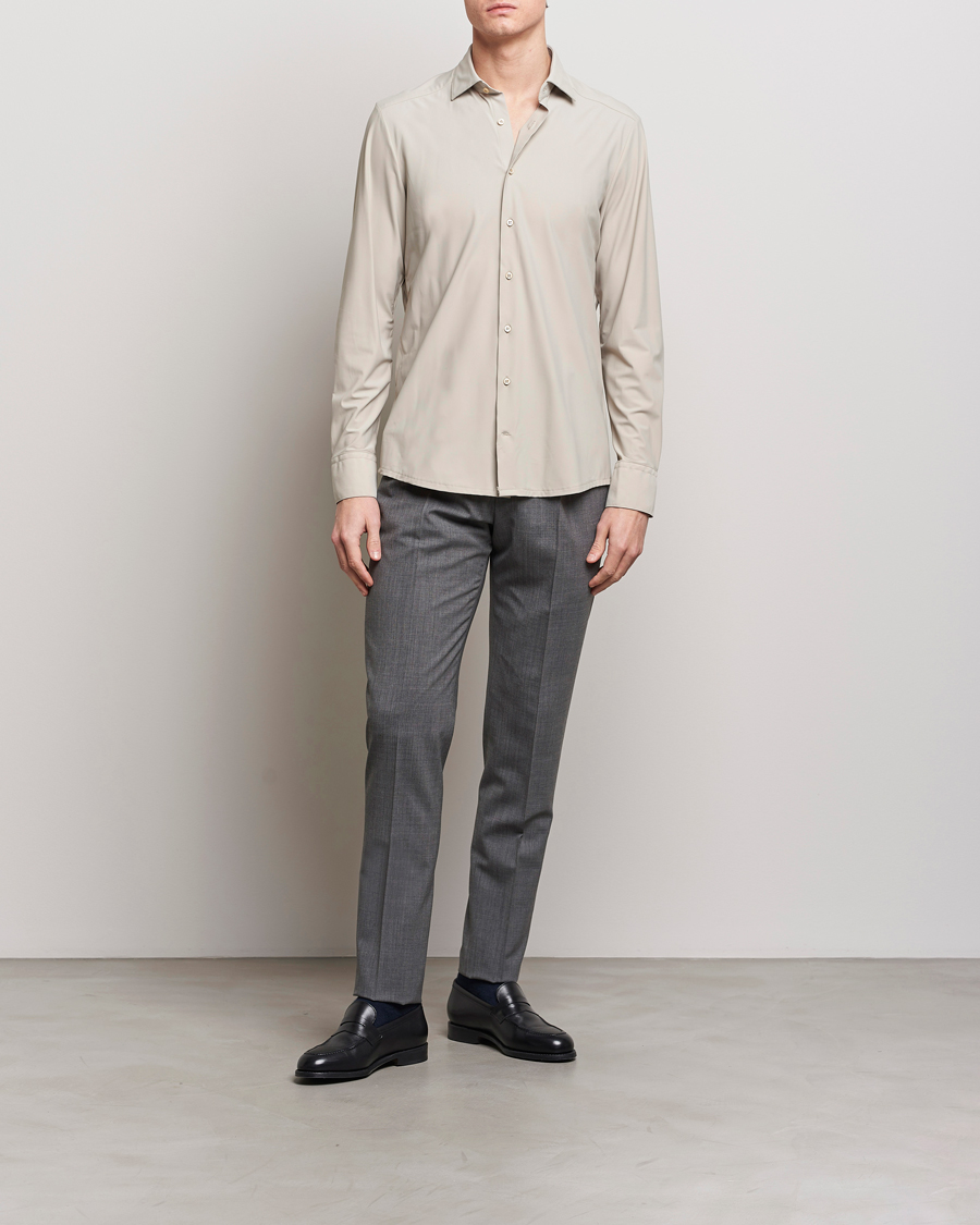 Herre | Skjorter | Stenströms | Slimline Cut Away 4-Way Stretch Shirt Clay