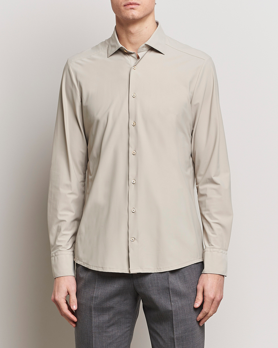 Herre | Casualskjorter | Stenströms | Slimline Cut Away 4-Way Stretch Shirt Clay