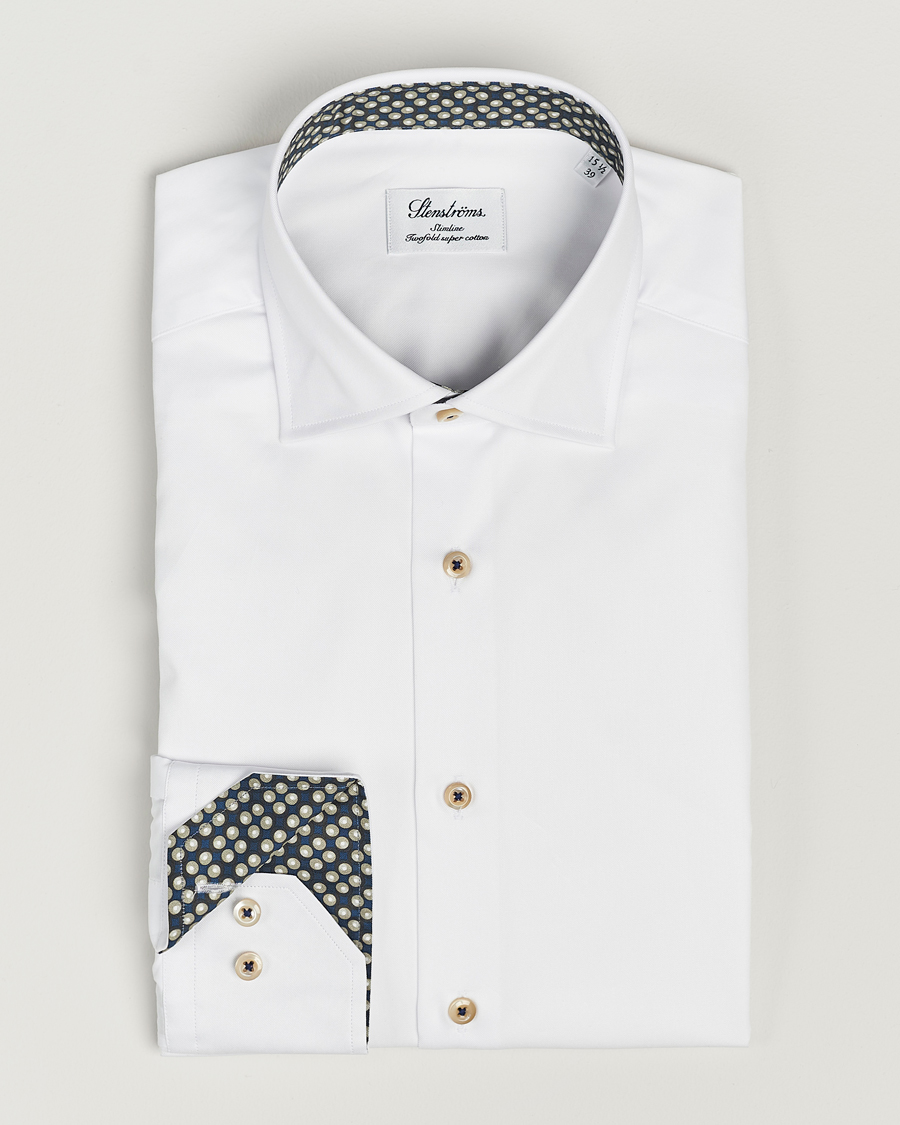 Herre |  | Stenströms | Slimline Cut Away Circle Contrast Shirt White