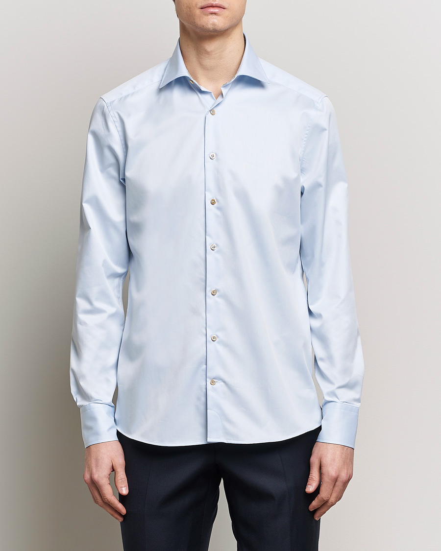 Herre | Businesskjorter | Stenströms | Slimline Multi Stripe Contrast Cut Away Shirt Light Blue