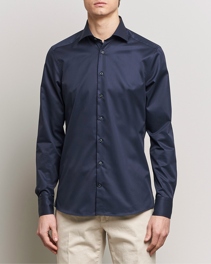 Herre | Skjorter | Stenströms | Slimline Multi Stripe Contrast Cut Away Shirt Navy
