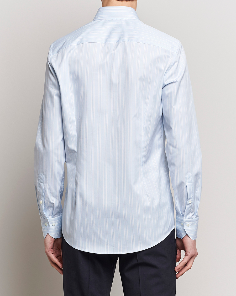 Herre | Skjorter | Stenströms | Slimline Cut Away Multi Stripe Shirt Light Blue