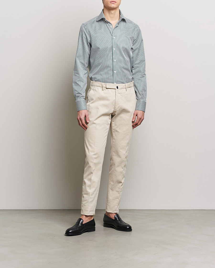 Herre | Stenströms | Stenströms | Slimline Cut Away Striped Shirt Green