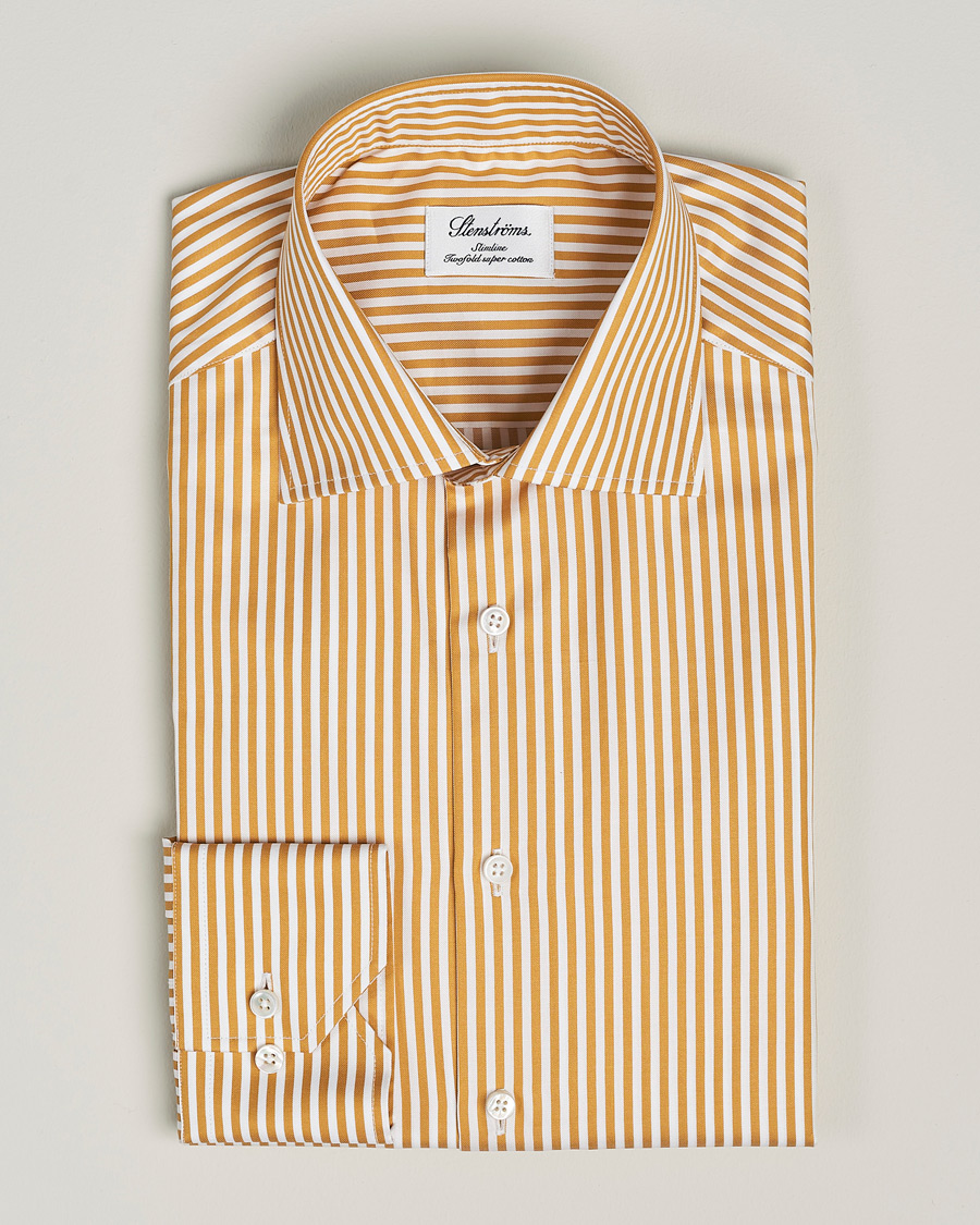 Herre | Skjorter | Stenströms | Slimline Cut Away Striped Shirt Yellow
