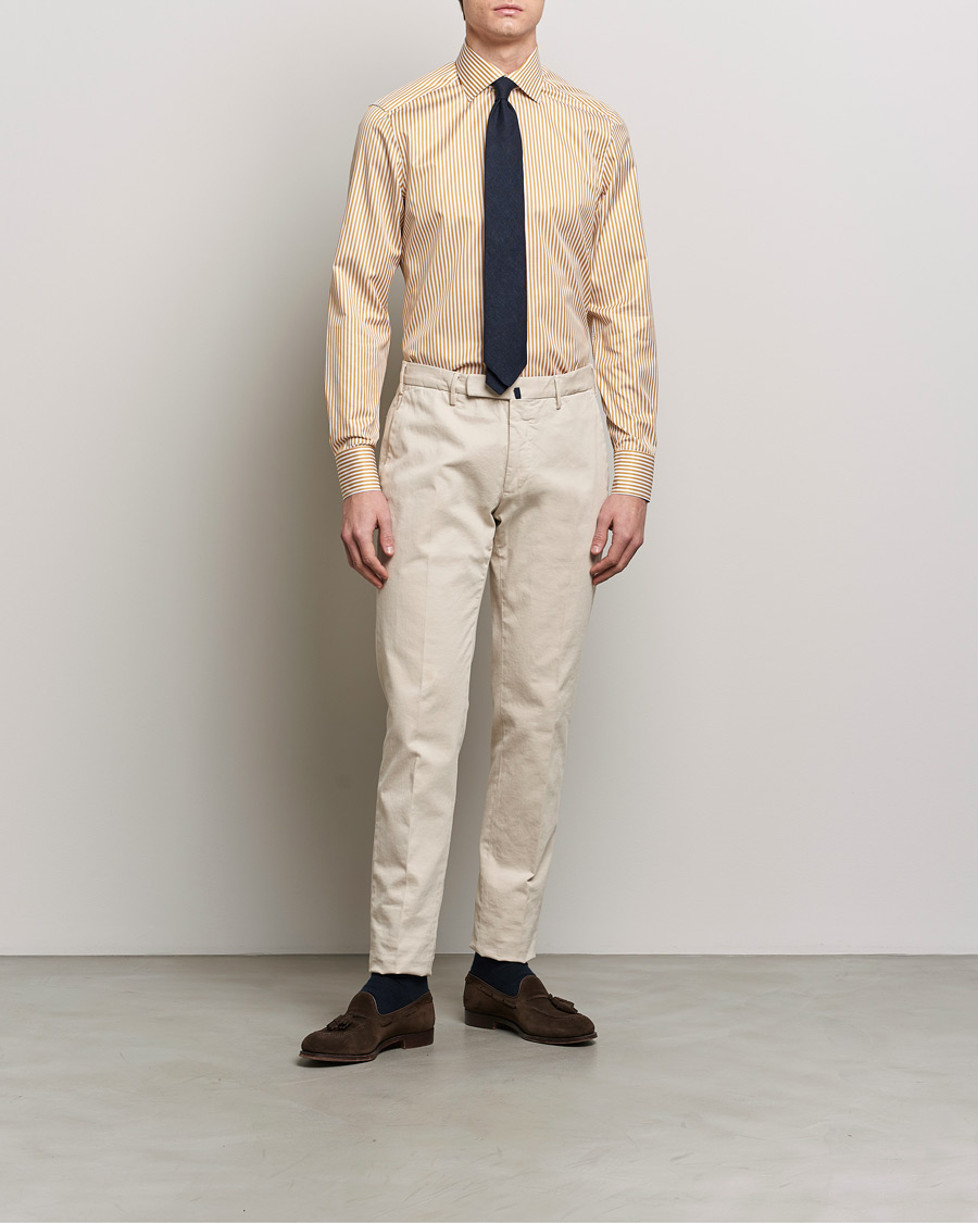 Men |  | Stenströms | Slimline Cut Away Striped Shirt Yellow