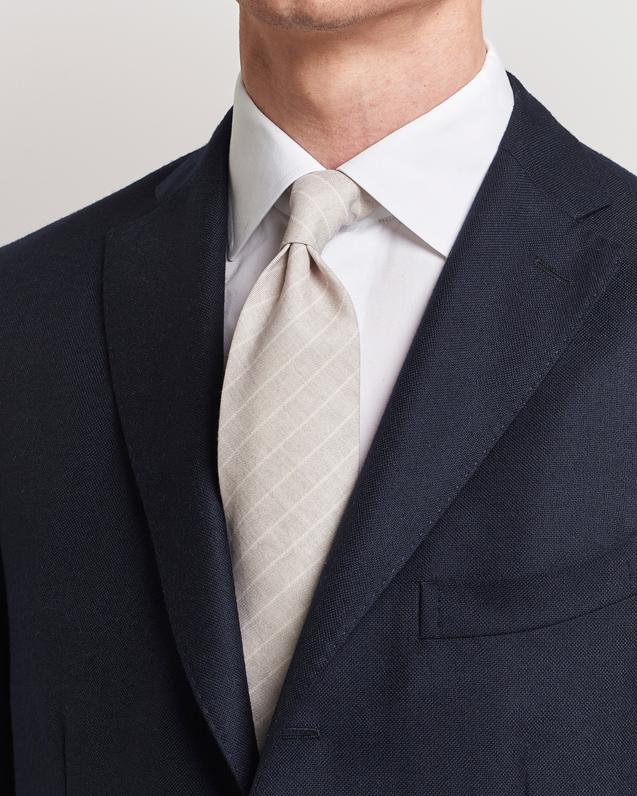 Herre | Formal Wear | Stenströms | Striped Cotton/Wool Tie Grey