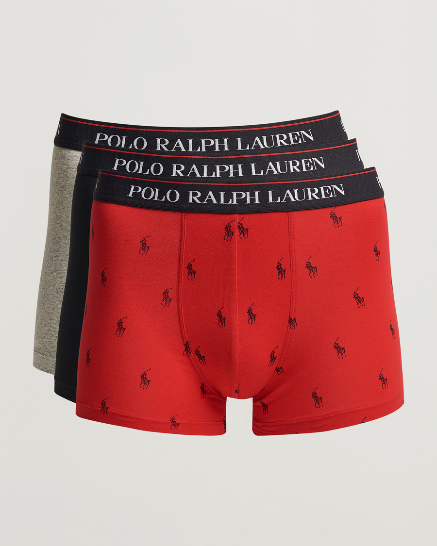 Herre | Undertøj | Polo Ralph Lauren | 3-Pack Cotton Stretch Trunk Heather/Red PP/Black