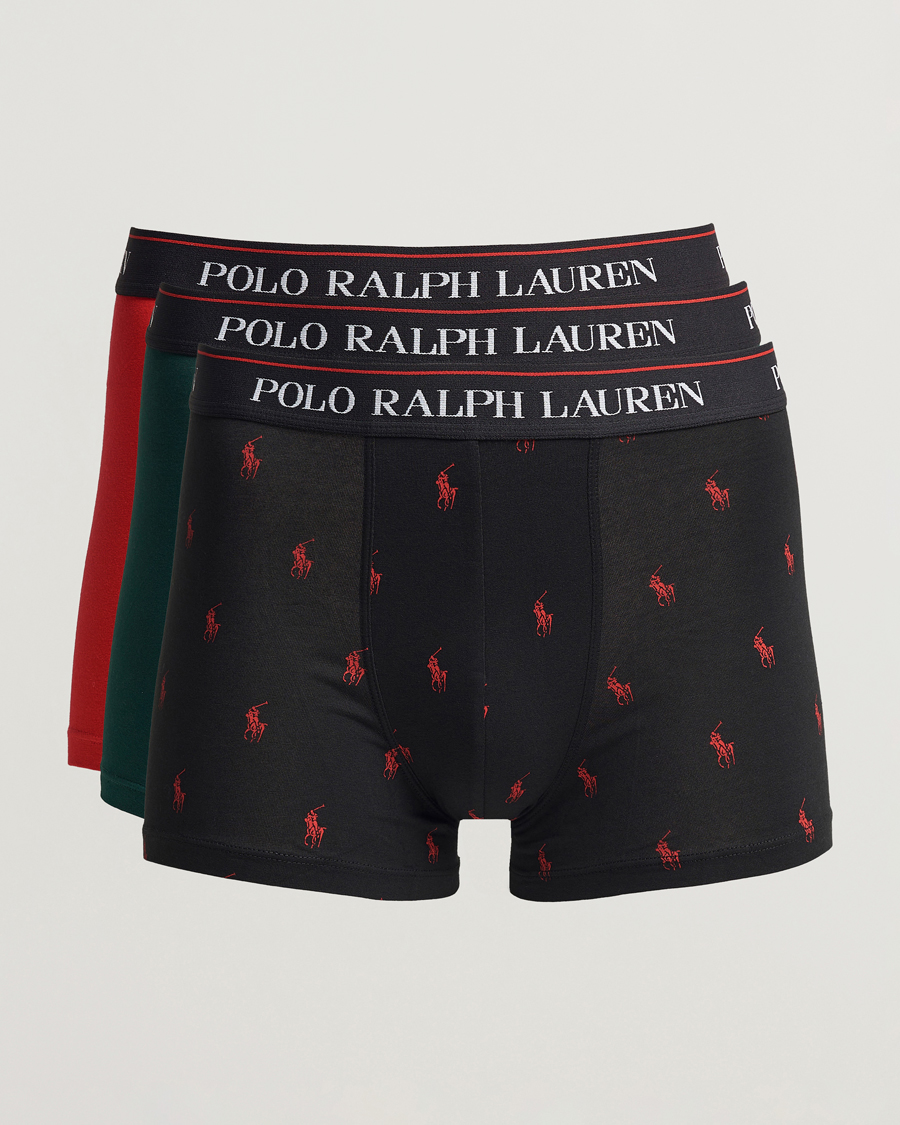 Herre | Undertøj | Polo Ralph Lauren | 3-Pack Cotton Stretch Trunk Red/Black PP/Hunter Green