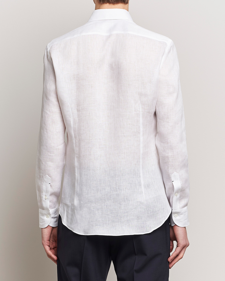 Herre | Skjorter | Mazzarelli | Soft Linen Cut Away Shirt White