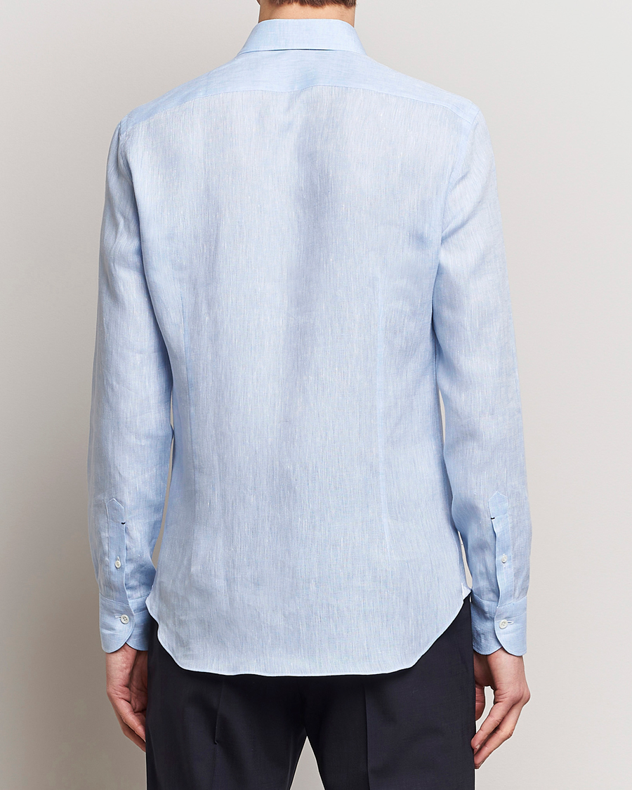 Herre | Skjorter | Mazzarelli | Soft Linen Cut Away Shirt Light Blue