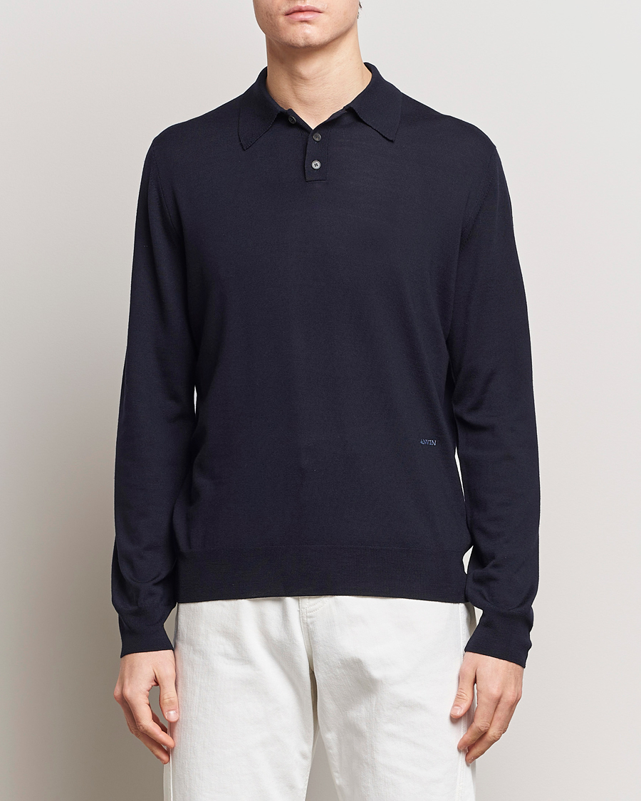 Herre | Trøjer | Lanvin | Merino Wool Knitted Polo Thunder