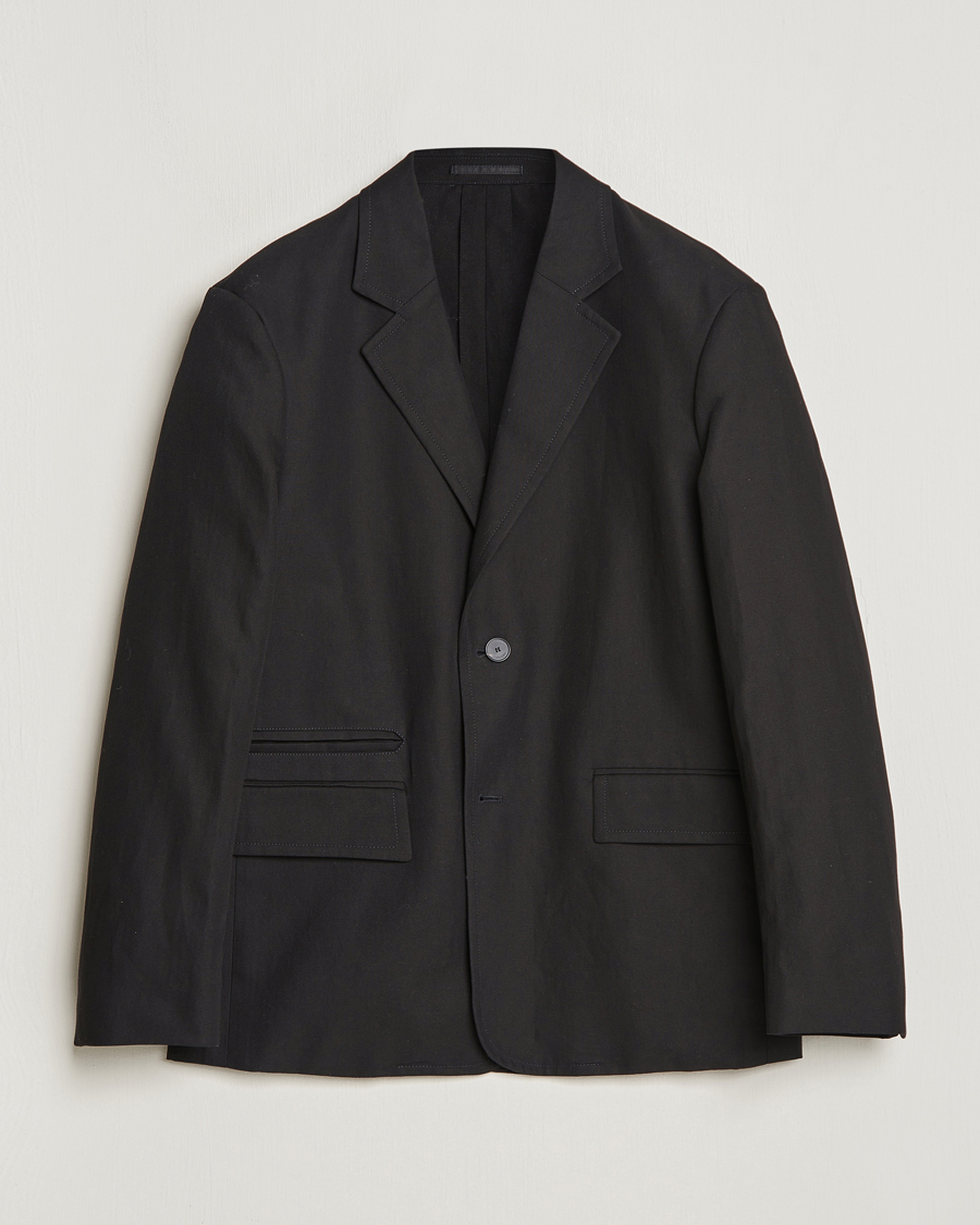 Herre | Blazere & jakker | Lanvin | Deconstructed Cotton/Linen Blazer Black