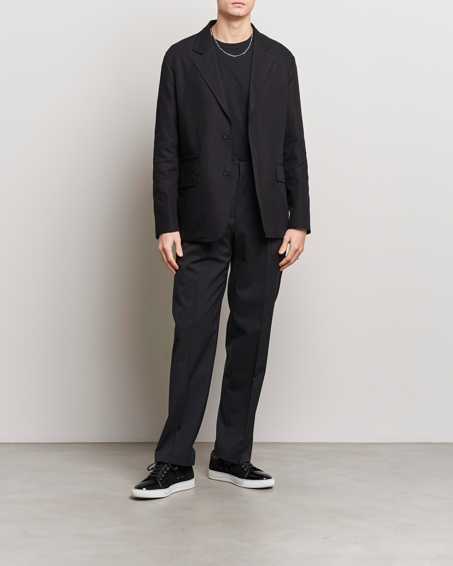 Herre | Blazere & jakker | Lanvin | Deconstructed Cotton/Linen Blazer Black