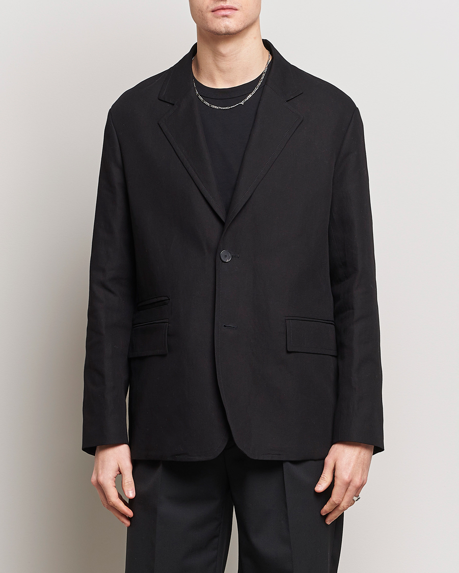 Herre | Blazere & jakker | Lanvin | Deconstructed Cotton/Linen Blazer Black