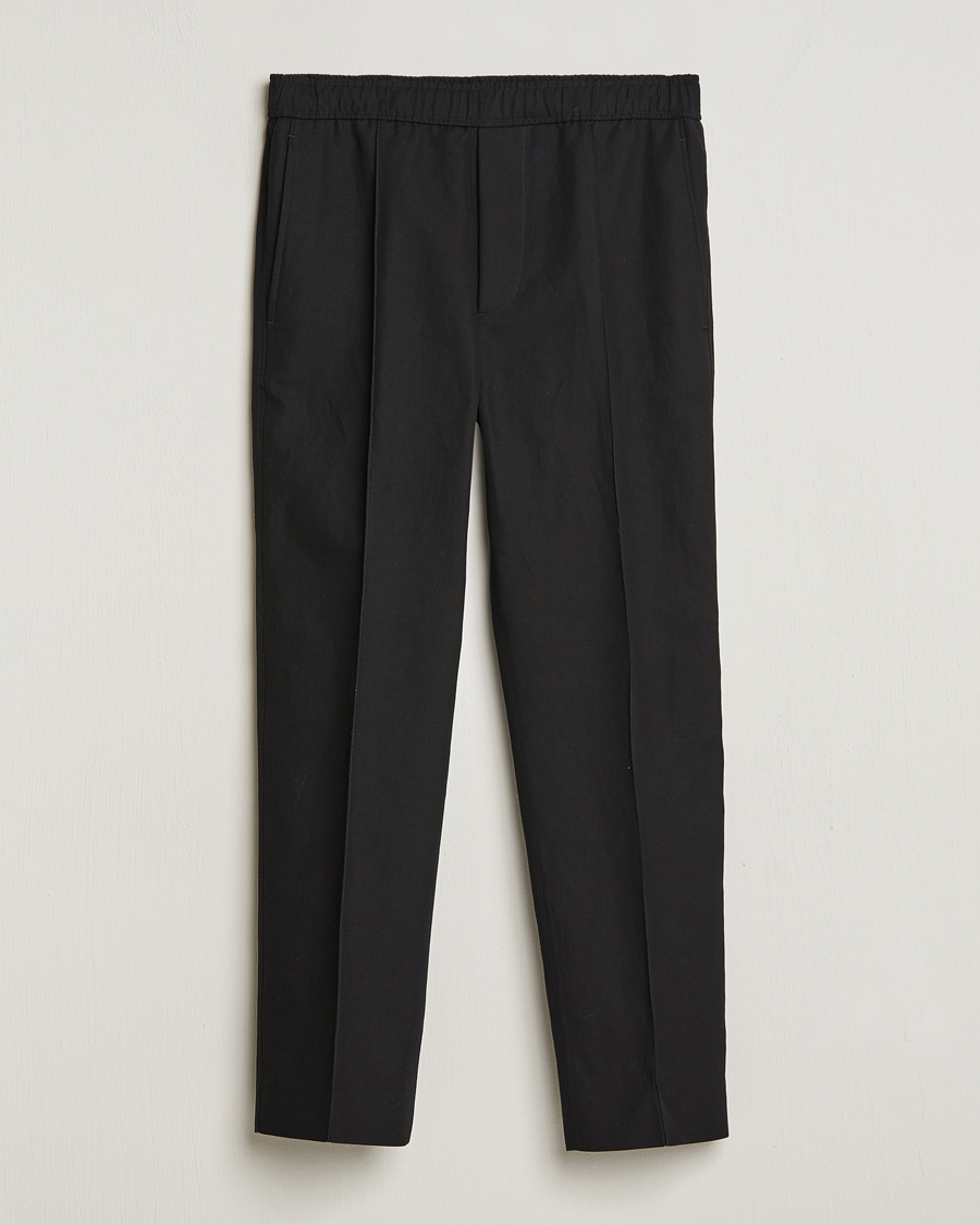 Herre | Bukser | Lanvin | Cotton/Linen Drawstring Trousers Black