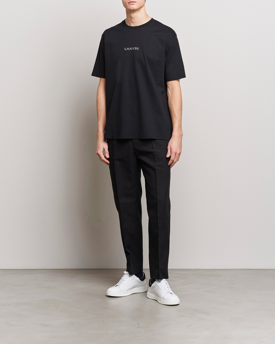 Herre | Bukser | Lanvin | Cotton/Linen Drawstring Trousers Black