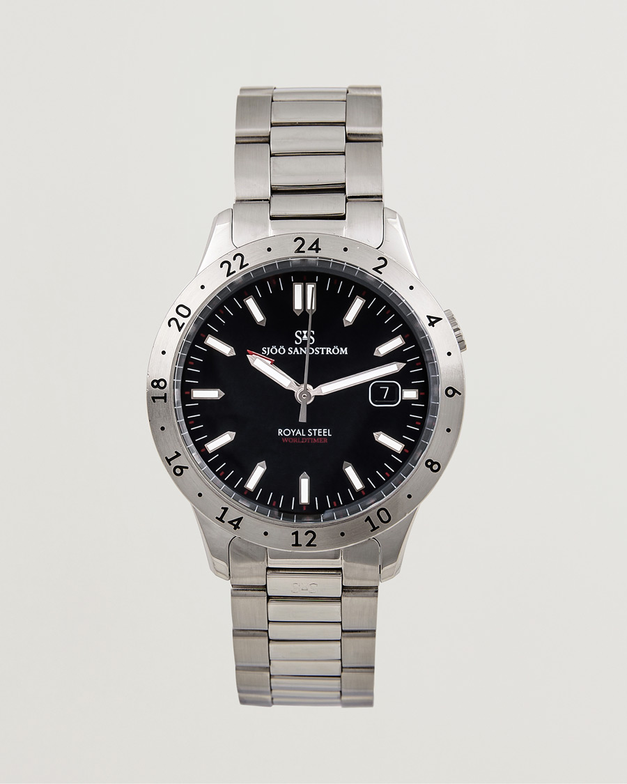 Herre | Sjöö Sandström Pre-Owned Royal Steel Worldstimer 41mm SS-1841-WT Silver | Sjöö Sandström Pre-Owned | Royal Steel Worldstimer 41mm SS-1841-WT Silver