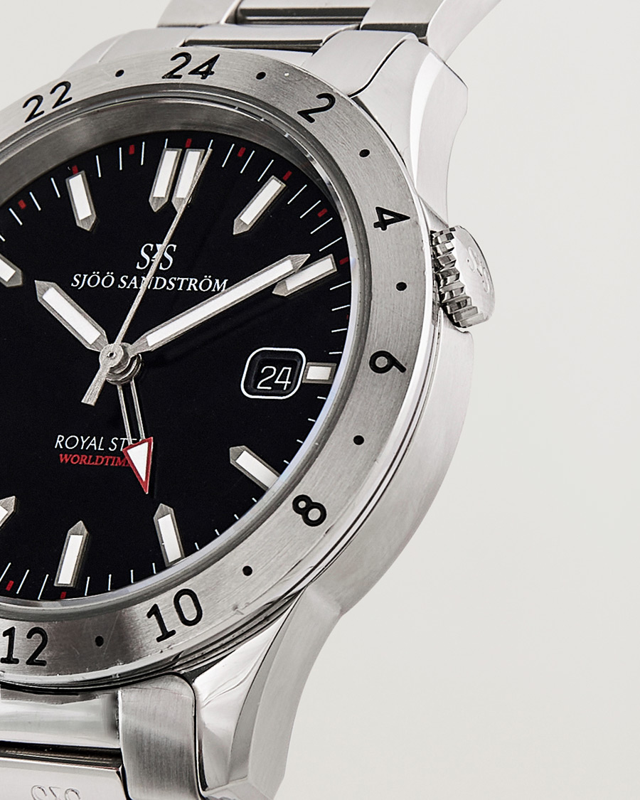 Herre | Sjöö Sandström Pre-Owned Royal Steel Worldstimer 41mm SS-1841-WT Silver | Sjöö Sandström Pre-Owned | Royal Steel Worldstimer 41mm SS-1841-WT Silver
