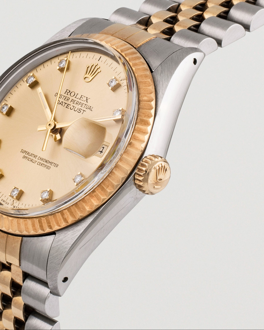 Herre | Rolex Pre-Owned Datejust 16013 Diamond Dial Silver | Rolex Pre-Owned | Datejust 16013 Diamond Dial Silver