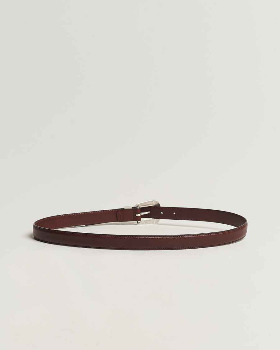 Herre | Italian Department | Anderson's | Grained Western Leather Belt 2,5 cm Dark Brown