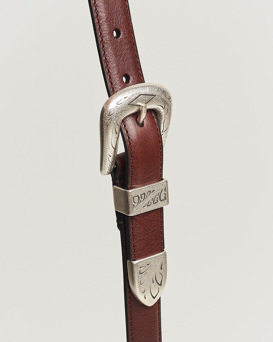 Herre | Anderson's Grained Western Leather Belt 2,5 cm Dark Brown | Anderson's | Grained Western Leather Belt 2,5 cm Dark Brown