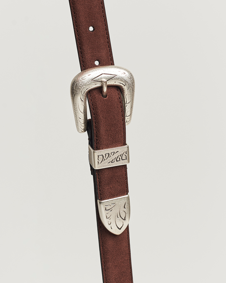 Herre | Anderson's Grained Western Suede Belt 2,5 cm Dark Brown | Anderson's | Grained Western Suede Belt 2,5 cm Dark Brown