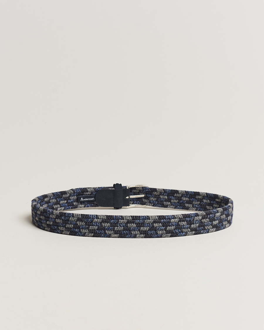 Herre | Bælter | Anderson's | Braided Wool Belt Navy Multi