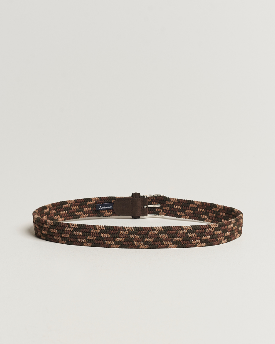 Herre | Italian Department | Anderson's | Braided Wool Belt Dark Brown