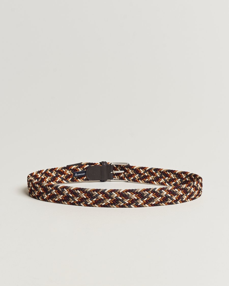 Herre | Anderson's | Anderson's | Stretch Woven 3,5 cm Belt Multi Brown