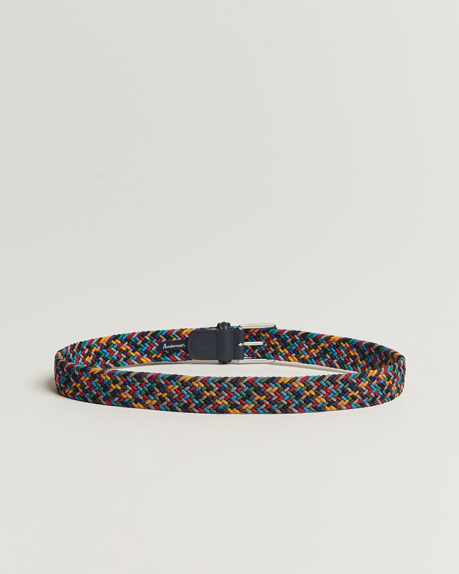 Herre | Flettede bælter | Anderson's | Stretch Woven 3,5 cm Belt Dark Multi